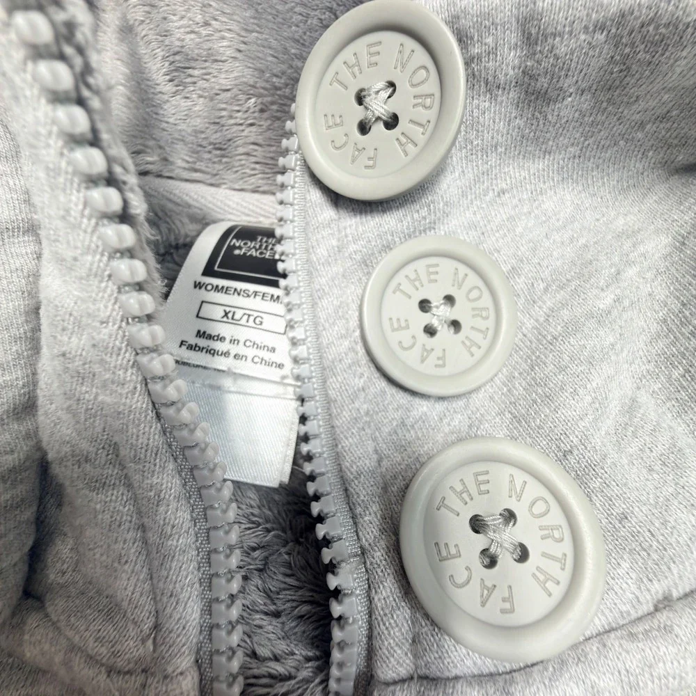 The North Face‎ Women's Quilted Fleece Coat XL Gray Faux Fur Lined Jacket